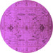Round Oriental Purple Traditional Rug, urb685pur