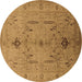 Round Oriental Brown Traditional Rug, urb685brn