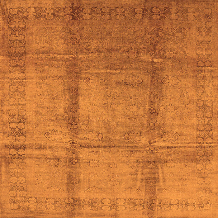 Square Machine Washable Oriental Orange Traditional Area Rugs, wshurb686org