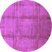 Round Oriental Purple Traditional Rug, urb686pur