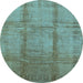 Round Oriental Light Blue Traditional Rug, urb686lblu