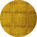 Round Oriental Yellow Traditional Rug, urb686yw