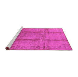 Sideview of Machine Washable Oriental Pink Traditional Rug, wshurb686pnk