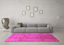 Machine Washable Oriental Pink Traditional Rug in a Living Room, wshurb686pnk