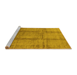 Sideview of Machine Washable Oriental Yellow Traditional Rug, wshurb686yw