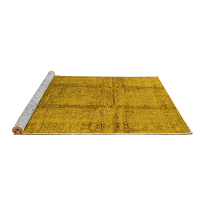 Sideview of Machine Washable Oriental Yellow Traditional Rug, wshurb686yw