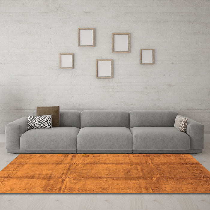 Machine Washable Oriental Orange Traditional Area Rugs in a Living Room, wshurb686org