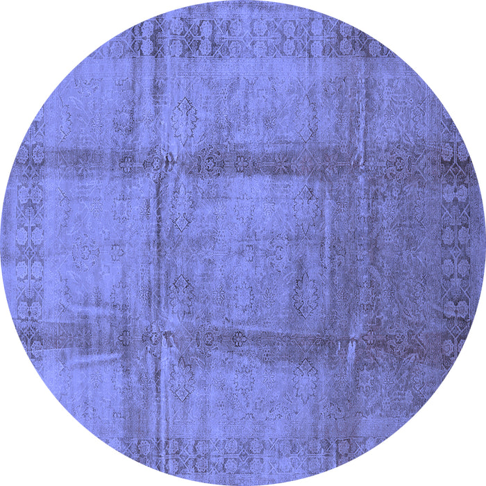 Round Oriental Blue Traditional Rug, urb686blu