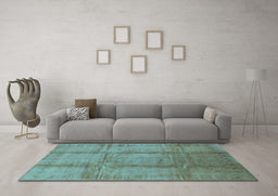 Machine Washable Oriental Light Blue Traditional Rug in a Living Room, wshurb686lblu