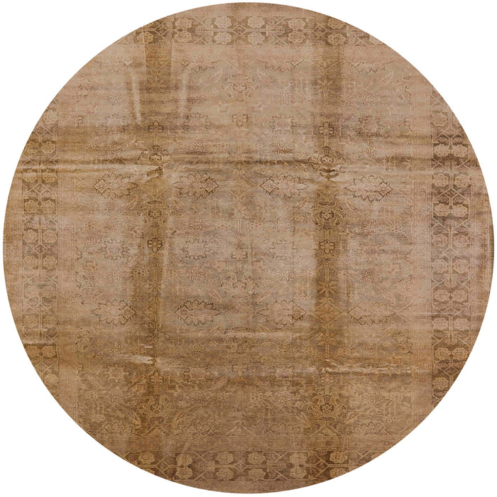 Round Mid-Century Modern Brown Oriental Rug, urb686