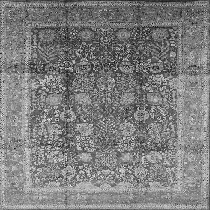 Square Machine Washable Oriental Gray Traditional Rug, wshurb687gry