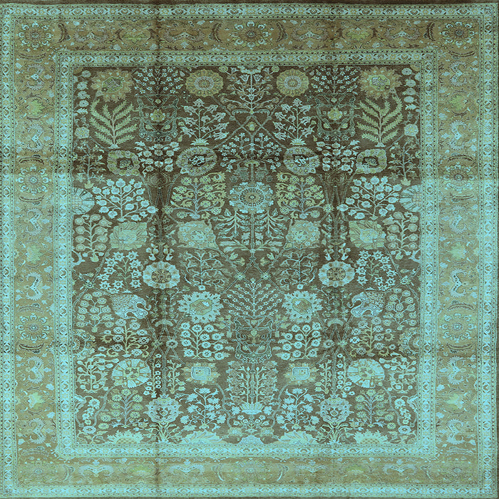 Square Oriental Light Blue Traditional Rug, urb687lblu