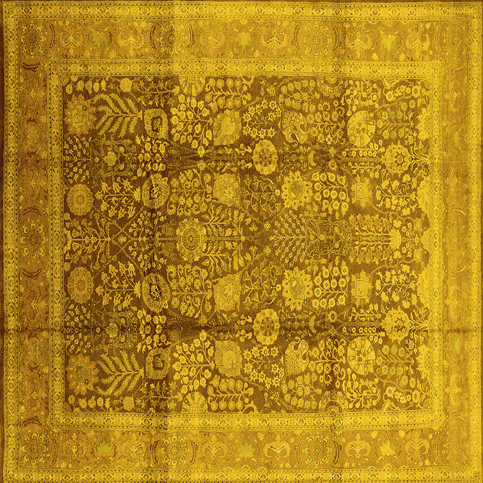 Square Oriental Yellow Traditional Rug, urb687yw
