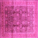 Square Machine Washable Oriental Pink Traditional Rug, wshurb687pnk