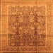 Square Machine Washable Oriental Orange Traditional Area Rugs, wshurb687org