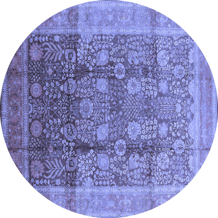 Round Oriental Blue Traditional Rug, urb687blu