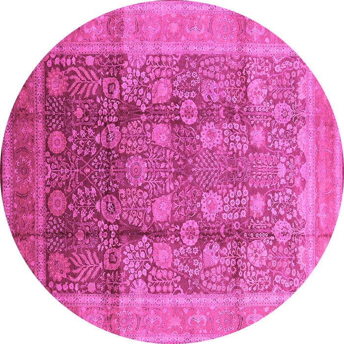 Round Oriental Pink Traditional Rug, urb687pnk