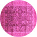 Round Oriental Pink Traditional Rug, urb687pnk