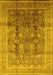 Machine Washable Oriental Yellow Traditional Rug, wshurb687yw