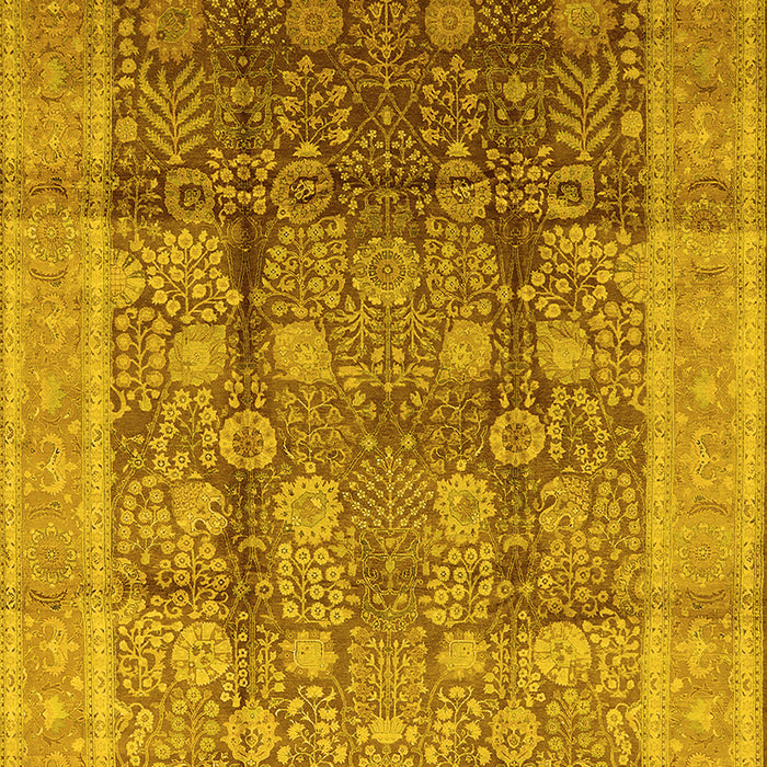 Machine Washable Oriental Yellow Traditional Rug, wshurb687yw