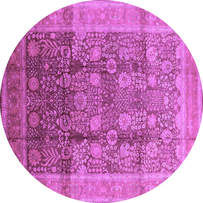 Round Oriental Purple Traditional Rug, urb687pur