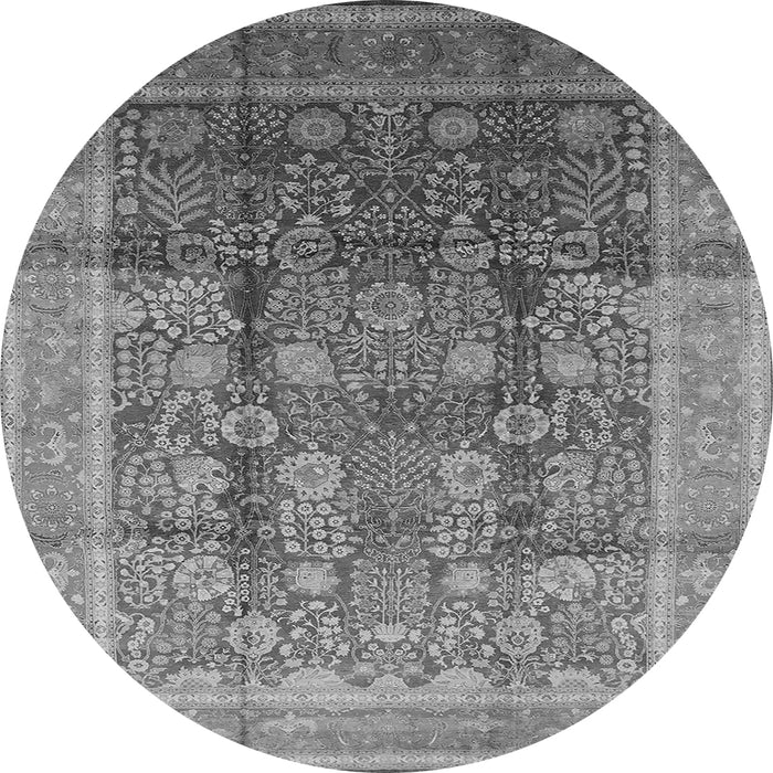 Round Oriental Gray Traditional Rug, urb687gry