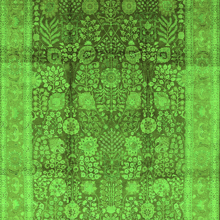 Machine Washable Oriental Green Traditional Area Rugs, wshurb687grn