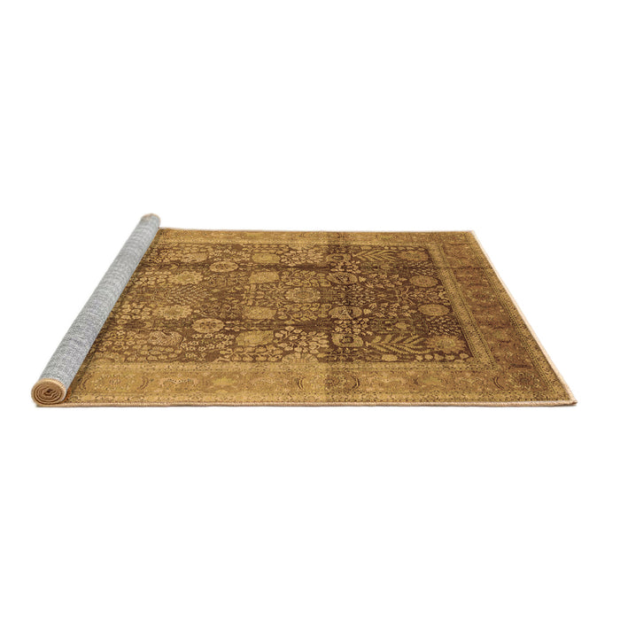 Sideview of Machine Washable Oriental Brown Traditional Rug, wshurb687brn