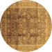 Round Oriental Brown Traditional Rug, urb687brn