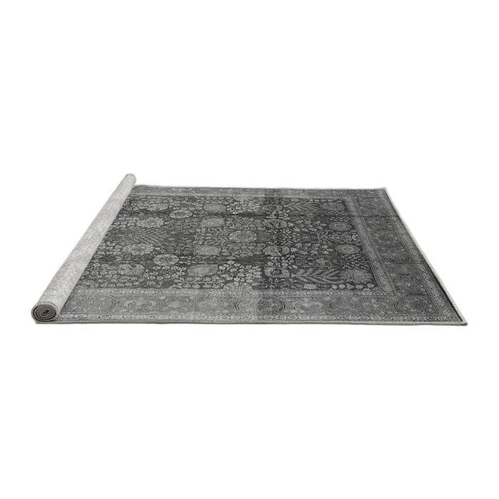 Sideview of Machine Washable Oriental Gray Traditional Rug, wshurb687gry