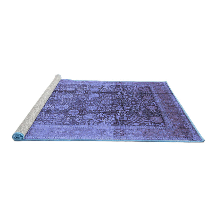 Sideview of Machine Washable Oriental Blue Traditional Rug, wshurb687blu