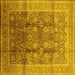 Square Machine Washable Oriental Yellow Traditional Rug, wshurb687yw