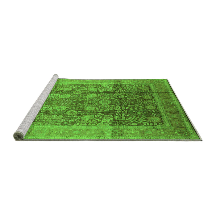 Sideview of Machine Washable Oriental Green Traditional Area Rugs, wshurb687grn