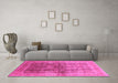 Machine Washable Oriental Pink Traditional Rug in a Living Room, wshurb688pnk