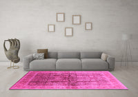 Machine Washable Oriental Pink Traditional Rug, wshurb688pnk