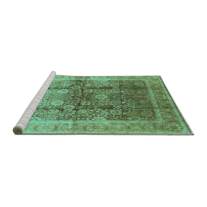 Sideview of Machine Washable Oriental Turquoise Traditional Area Rugs, wshurb688turq