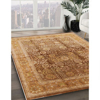 Mid-Century Modern Yellow Orange Oriental Rug, urb688