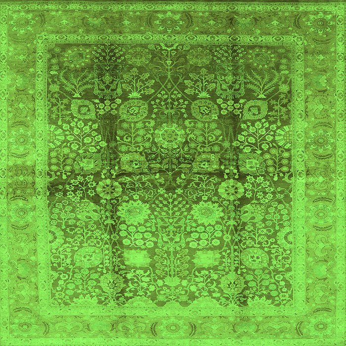 Square Oriental Green Traditional Rug, urb688grn