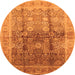 Round Oriental Orange Traditional Rug, urb688org