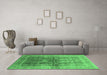 Machine Washable Oriental Emerald Green Traditional Area Rugs in a Living Room,, wshurb688emgrn