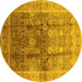 Round Oriental Yellow Traditional Rug, urb688yw