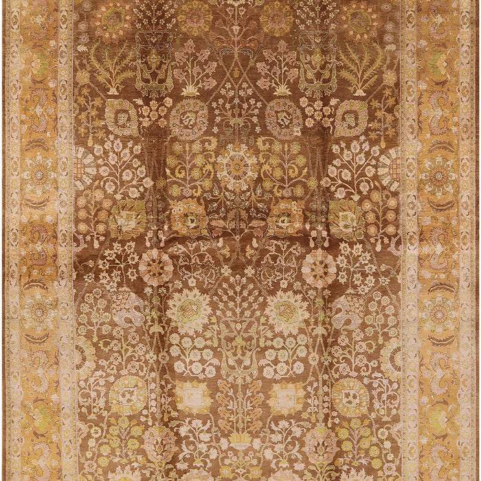 Mid-Century Modern Yellow Orange Oriental Rug, urb688