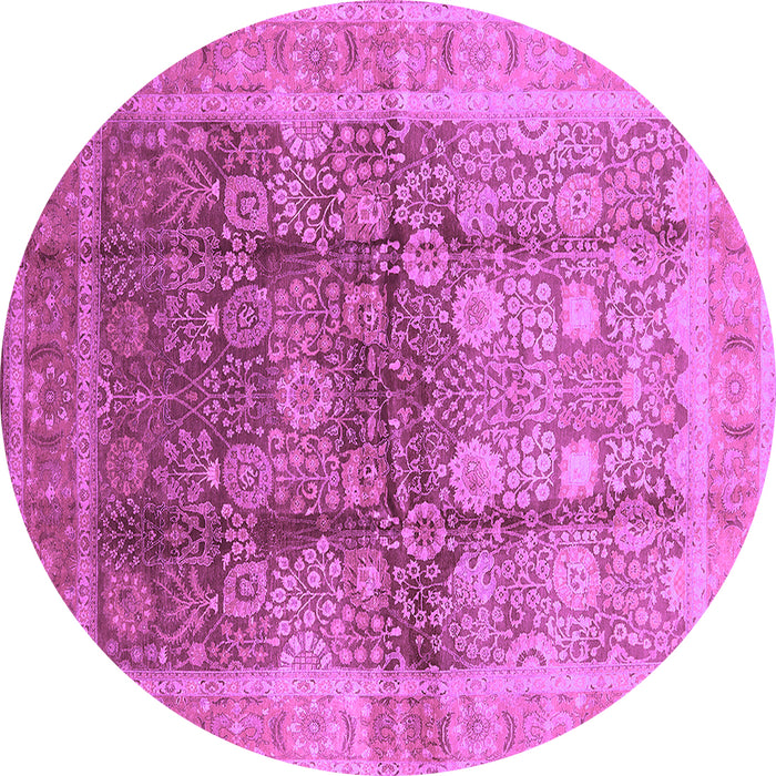 Round Oriental Purple Traditional Rug, urb688pur