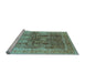 Sideview of Machine Washable Oriental Light Blue Traditional Rug, wshurb688lblu