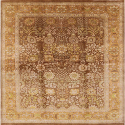 Square Mid-Century Modern Yellow Orange Oriental Rug, urb688