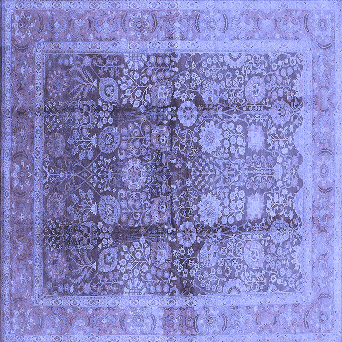 Square Machine Washable Oriental Blue Traditional Rug, wshurb688blu