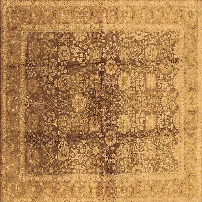 Square Machine Washable Oriental Brown Traditional Rug, wshurb688brn