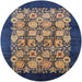 Round Mid-Century Modern Brown Oriental Rug, urb689