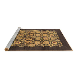 Sideview of Machine Washable Oriental Brown Industrial Rug, wshurb689brn