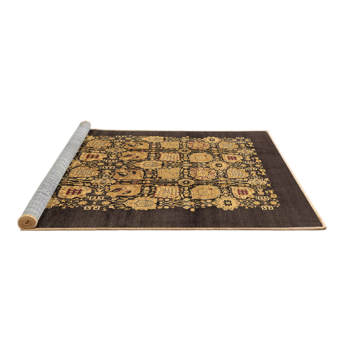 Sideview of Machine Washable Oriental Brown Industrial Rug, wshurb689brn